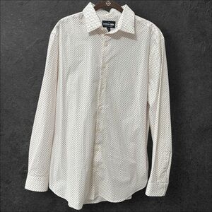 Express Ivory Dotted Dress Shirt